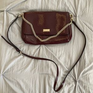 Kate Spade Maroon Crossbody with gold detail